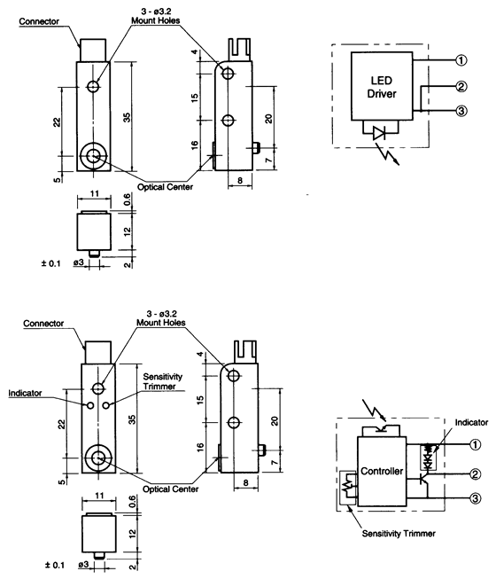 光電傳感器（光學(xué)傳感器）OZ-113403尺寸規(guī)格